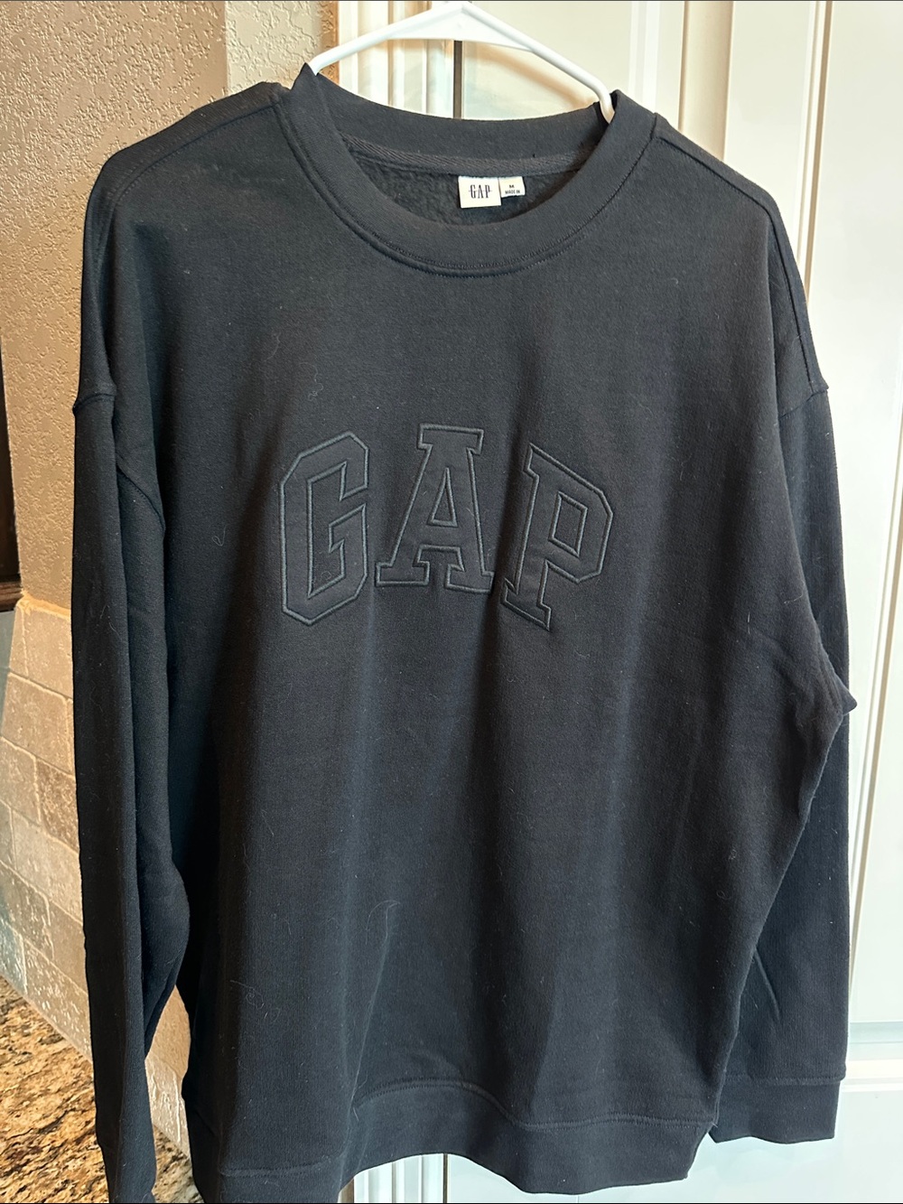 GAP Black Embroidered Logo Crew Sweatshirt